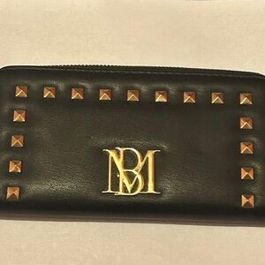 Badgley Mischka Black and Gold Studded Wallet